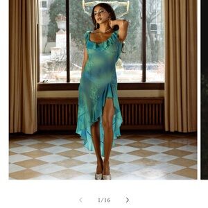 NWT chic sheerTeal High-Low Dress - L